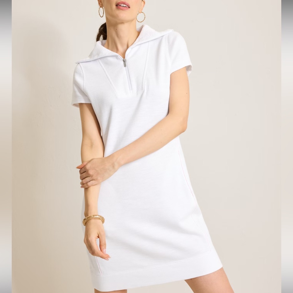 TOMMY BAHAMA Tobago Bay Half-Zip Collared Dress | Ivory Polo Tencel Resort Dress